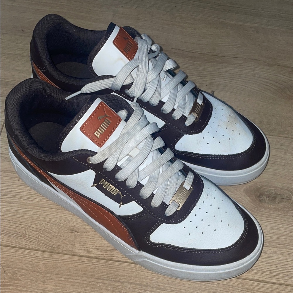 Puma Men's White and Brown Sneakers